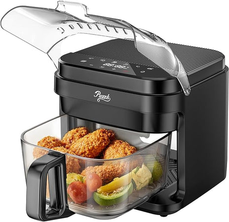 5.8QT Glass Air Fryer with Basket, Non-Toxic, BPA & Teflon Free, 8 Presets, Infrared Heating, Flip-Up Safety Shield, Oil-Less Cooking, Easy Clean, Compact for 1–3 People