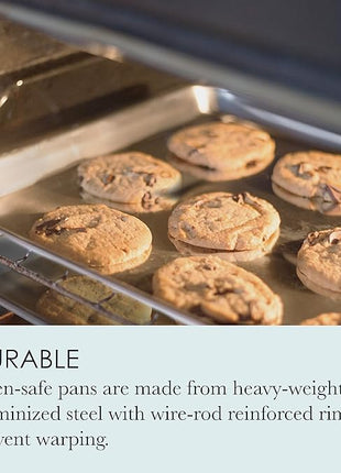 Chicago Metallic Commercial II Traditional Uncoated 16-3/4 by 12-Inch Jelly-Roll Pan, Perfect for making jelly rolls, cookies, pastries, pizza, one-pan meals, and more, Set of 2