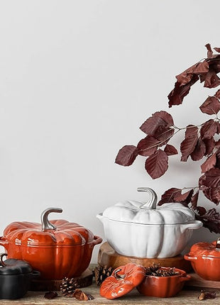 STAUB 0.5-qt Petite Ceramic, Oven & Stove Safe up to 572°F, Pumpkin Dish, Baking , Candy Dish, Burnt Orange