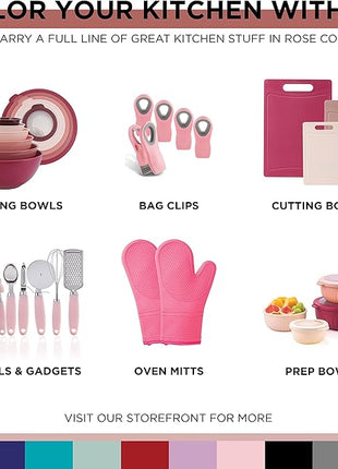 COOK WITH COLOR Prep Bowls with Lids- Wide and Deep Nesting Plastic Small Mixing Bowl Set with Lids, 12 Piece Set - Deep Bowls, Pink