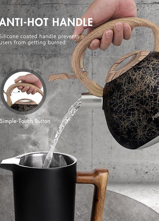 POLIVIAR Tea Kettle, Iron Grey Tea Pot Stovetop, 2.7 Quart Loud Whistling Coffee and Teapot, Food Grade Stainless Steel for Anti-Hot Handle and No-Rust, Suitable for All Heat Sources (JX2020-RB30)