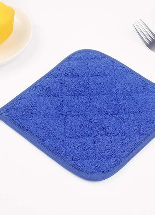 100% Cotton Kitchen Everyday Basic Terry Pot Holder Heat Resistant Coaster Potholder for Cooking and Baking Set of 5 Navy Blue