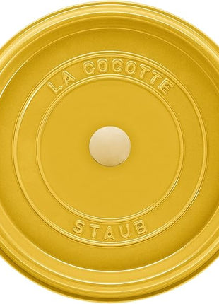 Staub Cast Iron Round Cocotte, Dutch Oven, 7-quart, serves 7-8, Made in France, Citron