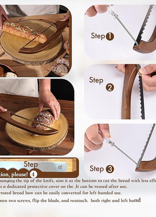 Bread Knife for Homemade Bread,Sourdough bread knife,15.7" Bread slicer for Homemade Bread, Baguettes and More Cuts Thin,Bow Design Easy to Cutting Even Slices
