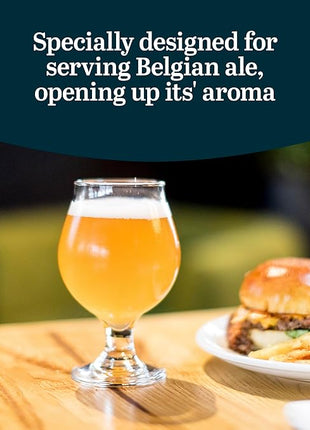 Libbey Craft Brews Classic Belgian Beer Glasses, Dishwasher Safe Beer Glasses Set of 4 for Belgian Ale, Tulip Beer Glasses