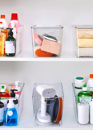 theaoo Clear Storage Bins with Lids Stackable - XLarge Plastic Containers for Pantry Organization and Storage - Perfect for kitchen,Fridge,Laundry Room,Bathroom,Garage,Closet,Cabinet Organizer -6 Pack