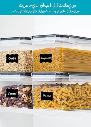 Vtopmart Airtight Food Storage Containers with Lids 4PCS Set 3.2L, Plastic Spaghetti Canisters for Pasta organizer, BPA Free Air Tight Kitchen Pantry Organization
