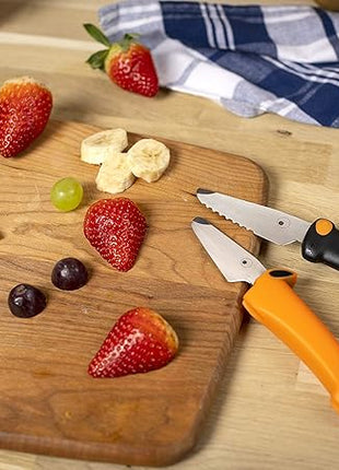 Kuhn Rikon Kinderkitchen Dog Knife Straight Blade, sharp enough to cut food but not small fingers, Orange