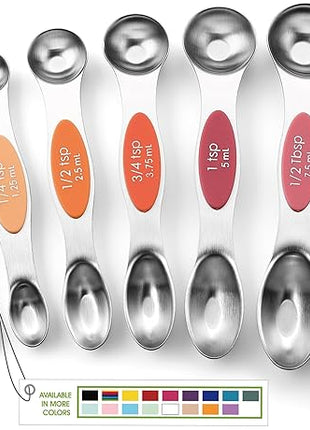 Spring Chef Stainless Steel Metal Magnetic Measuring Spoons Set of 8 with Leveler, Heavy Duty Nesting Teaspoon & Tablespoon Measuring Spoons, Kitchen Gadgets for Baking & Cooking - Desert Sunset
