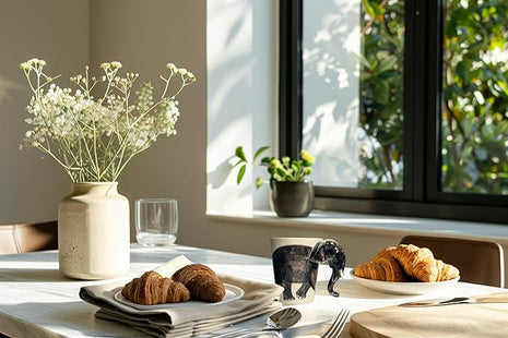 IYARA CRAFT 3D Elephant Coffee Mug 11oz - Handle is Sculpted Trunk, Cute Wildlife Design, Quality Ceramic, Microwave & Dishwasher Safe, Ideal for Tea & Hot Chocolate, 4.5" x 5"… (Black trunk down)