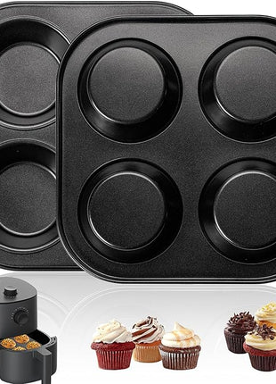 Air Fryer Muffin Pan, 2 Pack Cupcake Molds for Air Fryer Toaster Oven, Nonstick Cupcake Baking Pan for Counter Top Oven Small Oven