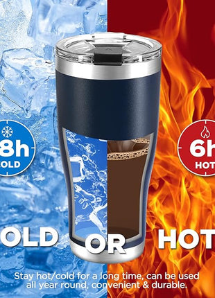 HAUSHOF 20 oz Tumbler, Stainless Steel Vacuum Insulated Coffee Tumbler Water Cup, Double Wall Travel Mug with Lid, Perfect for Hot and Cold Drinks
