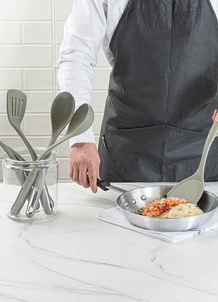 Restaurantware-Met Lux Kitchen Utensil Set, 1 Silicone Utensil Set - Consists 6 Pieces, High-Heat Tolerance, Green Silicone Kitchen Utensils, For No-Stick Cookware