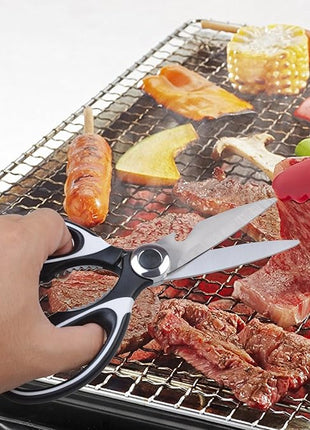 Clear Style Kitchen Shears Stainless Steel Utility Scissors Heavy Duty Multipurpose Kitchen Scissors, Dishwasher Safe, Perfect for Preparing Beef, Chicken, Vegetables, Fish, Black and White (2 Pack)