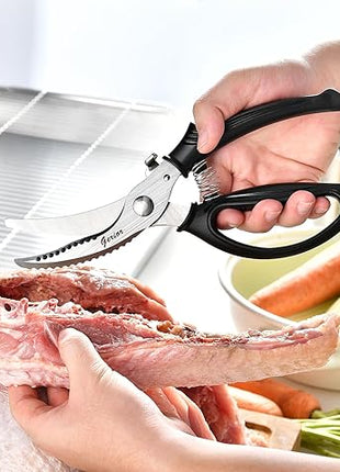 Heavy Duty Poultry Shears - Kitchen Scissors for Cutting Chicken, Poultry, Game, Meat - Chopping Vegetable - Spring Loaded