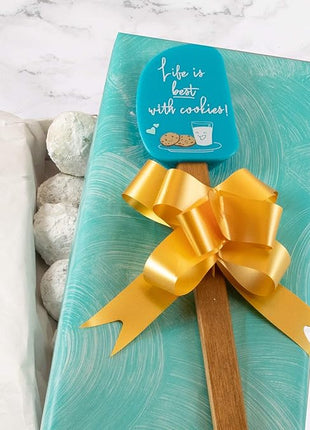 3 Piece Fun Silicone Spatula Gift Set with lovely bow and photo gift card. Easy clean, durable, high temperature and stain resistant. Bamboo handles. Great for gifts, baking, cooking, sauteing.