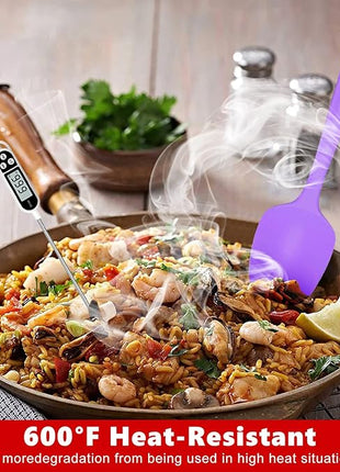 Heat Resistant Silicone Spatulas Set 6pcs, Seamless Design Non-Stick Mixing Spatulas with Stainless Steel Core, Premium BPA-Free Rubber Spatula Baking Cooking Utensile for Home Kitchen BBQ (purple)