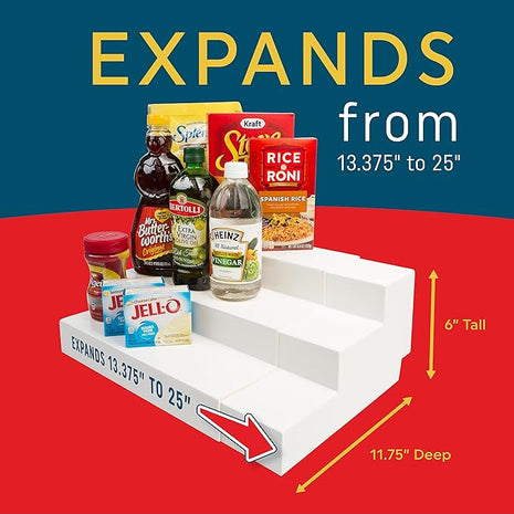 Dial Industries 3 Tier Adjustable Canned Goods Shelves for Kitchen Cabinet and Pantry Organization, Expand A Shelf, Mega