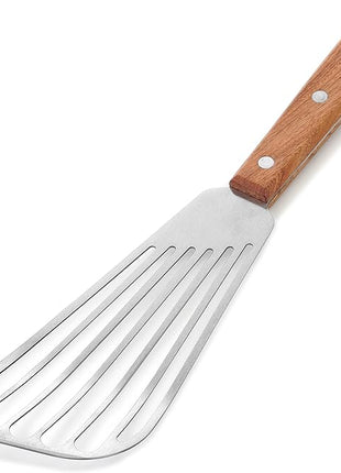 New Star Foodservice 43068 Wood Handle Fish Spatula, 6.5" Blade, Silver