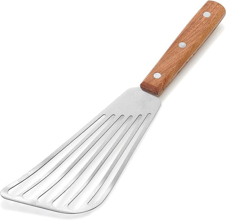New Star Foodservice 43068 Wood Handle Fish Spatula, 6.5" Blade, Silver