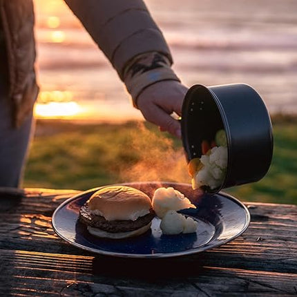 Stansport Deluxe 24-Piece Enamel Tableware Set - Enamel Plates and Bowls Lightweight and Durable Camp Dish Set for Camping and Backpacking Plates and Bowls for 4 People