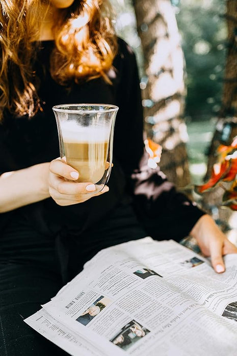 De'Longhi DeLonghi Double Walled Thermo Latte Glasses, Set of 2, 2 Count (Pack of 1), Clear, 330 milliliters