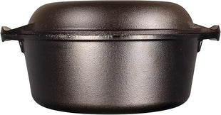 Lodge 5 Quart Cast Iron Double Dutch Oven – Pre-Seasoned – Lid Converts to 10.25" Skillet – PFAS-Free – Made in USA – Dual Handles – Oven, Grill, Campfire & Stovetop Safe – Durable & Non-Toxic