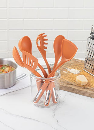 Met Lux Kitchen Utensil Sets, 10 Silicone Utensil Sets - 6 Pieces Per Set, High-Heat Tolerance, Orange Silicone Kitchen Utensils, For No-Stick Cookware - Restaurantware