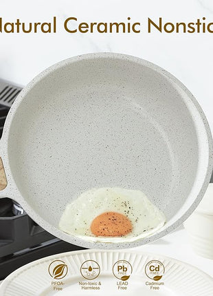 SENSARTE Nonstick Ceramic Frying Pan Skillet, 8-Inch Omelet Pan, Healthy Non Toxic Chef Pan, Induction Compatible Egg Pan with Heat Resistant Handle, PFAS-Free, White