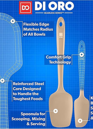 DI ORO Silicone Spatula Set - Rubber Kitchen Spatulas for Baking, Cooking, & Mixing - 600°F Heat-Resistant & BPA Free Silicone Scraper Spatulas for Nonstick Cookware - Dishwasher Safe (5pc, Clay)