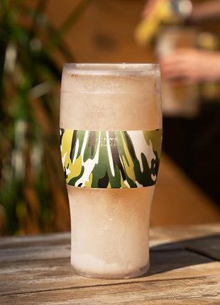 Host FREEZE Beer Glasses, Frozen Beer Mugs, Freezable Pint Glass Set, Insulated Beer Glass to Keep Your Drinks Cold, Double Walled Insulated Glasses, Tumbler for Iced Coffee, 16oz, Green Camo