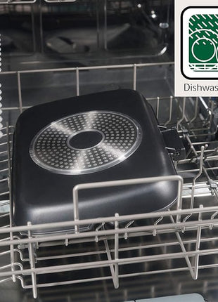 SKITCHN Grill Pan with Folding Handle, Nonstick Indoor BBQ Grilling Pan - 13 9IN