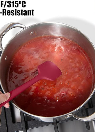 600°F Heat Resistant Silicone Spatula, Doosu High Temp Flexible Kitchen Rubber Bowl Scrapers Food Grade Seamless Baking Supplies Scratch-Proof for Scraping Non-Stick Pans (Red, 11.4in)