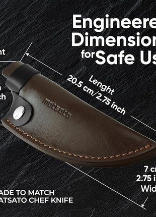 Matsato Kitchen Knife Leather Sheath, Japanese Steel Chef's Knife Holder Perfect for Cutting and Chopping, 6.3 Inch Knives holder