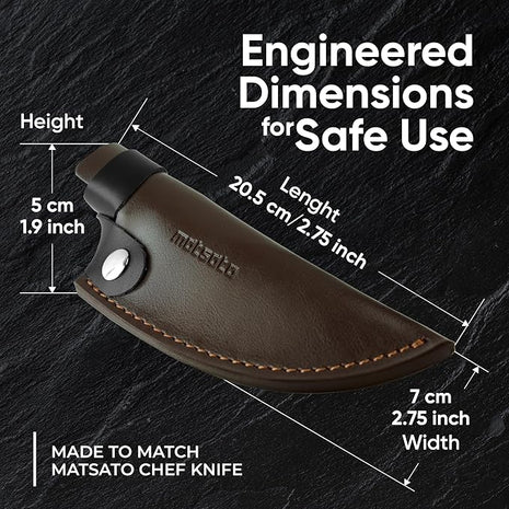 Matsato Kitchen Knife Leather Sheath, Japanese Steel Chef's Knife Holder Perfect for Cutting and Chopping, 6.3 Inch Knives holder
