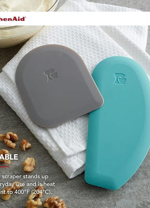 KitchenAid Gourmet Bowl Scraper, Set of 2, Aqua Sky and Storm Grey