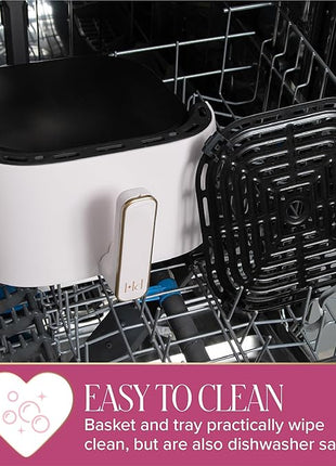 Paris Hilton Air Fryer, Large 6-Quart Capacity, Nonstick Made without PFAS, Touchscreen Display, 8-in-1 (Air Fry, Roast, Broil, Bake, Reheat, Keep Warm, Pizza, Dehydrate), Dishwasher Safe, White