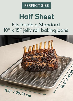 Ultra Cuisine Stainless Steel Baking Rack - 10x14.75 inch Jelly Roll Pan Wire - Oven Grill Sheet Pan - Oven Safe - Dishwasher Safe - Heavy Duty Wire Cooling Rack for Cooking Baking and Roasting