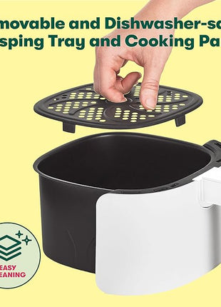 BELLA 2.9QT Manual Air Fryer, No Pre-Heat Needed, No-Oil Frying, Fast Healthy Evenly Cooked Meal Every Time, Removeable Dishwasher Safe Non Stick Pan and Crisping Tray for Easy Clean Up, Matte White