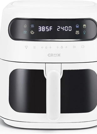 CRUX x Marshmello 8.0 QT Digital Air Fryer with TurboCrisp Technology, Touch Screen Temperature Control, Timer and Auto Shut-off, Fully Programmable, White