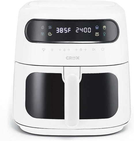 CRUX x Marshmello 8.0 QT Digital Air Fryer with TurboCrisp Technology, Touch Screen Temperature Control, Timer and Auto Shut-off, Fully Programmable, White