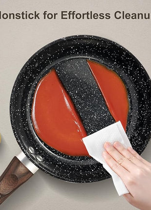 Pots and Pans Set Non Stick, 12pcs Black Ceramic Cookware Set, Non-toxic Induction Cookware Kitchen Cooking Set, PFAS and PFOA Free