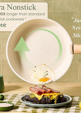 CAROTE Pots and Pans Set, Nonstick Cookware Set Detachable Handle, 19pcs Induction Kitchen Cookware Sets Non Stick with Removable Handle, RV Cookware Set, Oven Safe, Sage Green