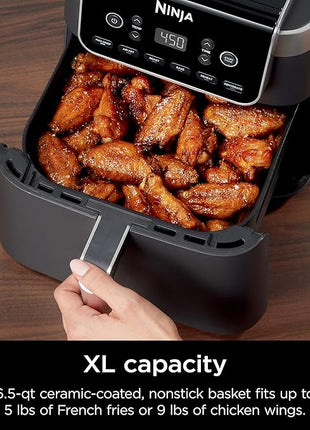Ninja | Air Fryer | 6.5 QT Pro XL Capacity fits 9lbs of Wings | 6-in-1 Max Crisp, Air Fry, Roast, Bake, Reheat & Dehydrate | Nonstick Basket, Crisper Plate & Recipe Guide | Grey | AF181