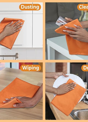 Urban Villa Kitchen Towels Premium Quality Solid Satin Weave Ultra Soft 100% Cotton Dish Towels (Size: 20X30 Inches) Coral Color Highly Absorbent Bar Towels & Tea Towels - (Set of 6)