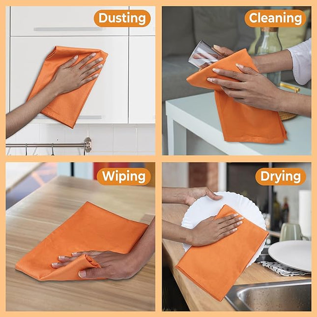 Urban Villa Kitchen Towels Premium Quality Solid Satin Weave Ultra Soft 100% Cotton Dish Towels (Size: 20X30 Inches) Coral Color Highly Absorbent Bar Towels & Tea Towels - (Set of 6)