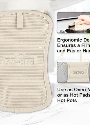 All-Clad Premium Pot Holder & Hot Pad: Heat Resistant to 500 Degrees - 100% Cotton, 10"x6.25" Hot Pad for Kitchen and Barbeque, (1-Pack), Almond