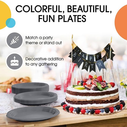 Exquisite Party Solids Silver Plastic Plates For Party Supplies 7" Silver Disposable Plates Heavy Duty 50 Pcs Plastic Dinnerware Sets Heavy Duty 350 GSM Disposable Dinnerware Set