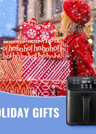 COMFEE' 5.8Qt Digital Air Fryer, Toaster Oven & Oilless Cooker, 1700W with 8 Preset Functions, LED Touchscreen, Shake Reminder, Non-stick Detachable Basket, BPA & PFOA Free (110 electronic Recipes)