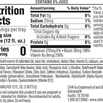 C4 Ultimate Non-Carbonated Zero Sugar Energy Drink, Pre Workout Drink + Beta Alanine, 12 Fl Oz (Pack of 12)